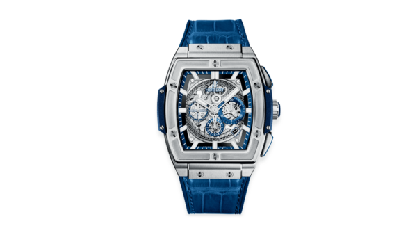 Hublot Spirit of Big Bang Titanium Blue Skeleton Dial & Leather Strap Watch.