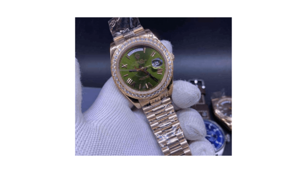 High Quality Replica Iced Out Rolex Day Date Rose Gold Case 40mm