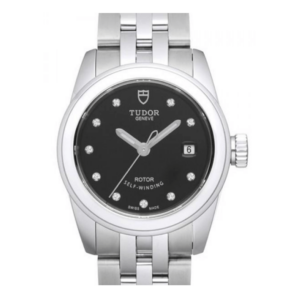 Replica Tudor Glamour Date Black Dial Steel Strap Ladies Watch 51000-1