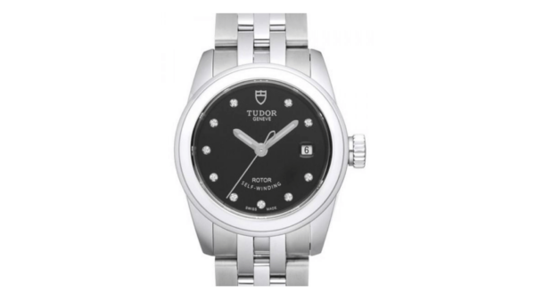 Replica Tudor Glamour Date Black Dial Steel Strap Ladies Watch 51000-1