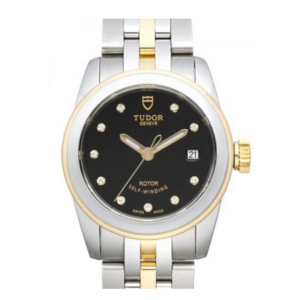 Replica Tudor Glamour Date Black Dial Steel Yellow Gold Strap Ladies Watch 51003-2