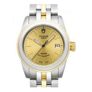 Replica Tudor Glamour Date Champagne Dial Yellow Gold Strap Ladies Watch 51003-1