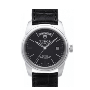 Replica Tudor Glamour Date Day Black Dial Folding Clasp Mens Watch 56000-3