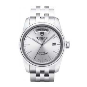 Replica Tudor Glamour Date Day Silver Dial Steel Strap Mens Watch 56000-1