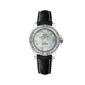 Replica Breitling Colt A7738853/A769/208X/A14BA.1 Lady Mother of Pearl Diamond Dial Black Leather Strap