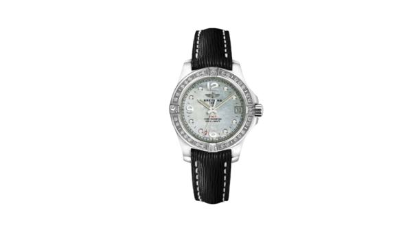 Replica Breitling Colt A7738853/A769/208X/A14BA.1 Lady Mother of Pearl Diamond Dial Black Leather Strap