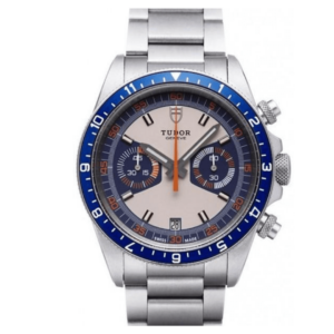 Replica Tudor Heritage Chrono Blue Grey Dial Steel Strap Mens Watch 70330B-95740