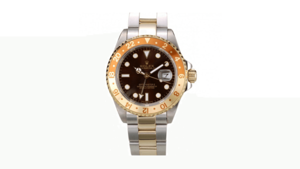 Rolex GMT Master II Gold Colored Ceramic Bezel Brown Dial Watch