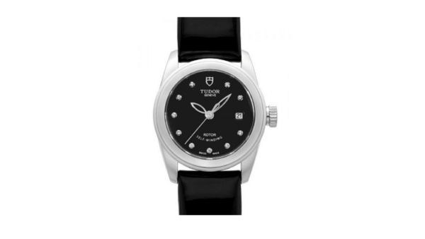 Replica Tudor Glamour Date Black Dial Calfskin Strap Ladies Watch 51000-6